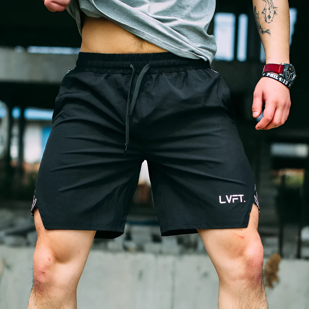 Men's polyester training running pants in black, straight tube style, athletic fit