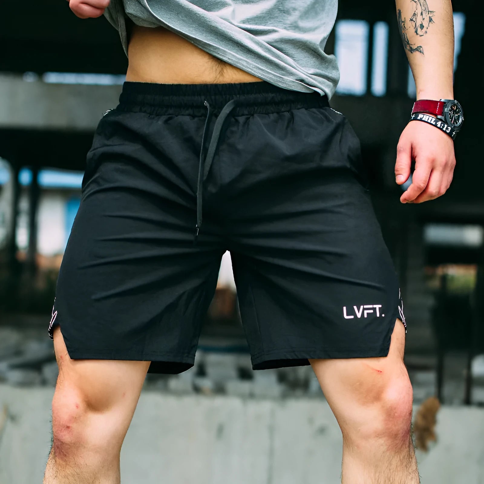 Men's polyester training running pants in black, straight tube style, athletic fit