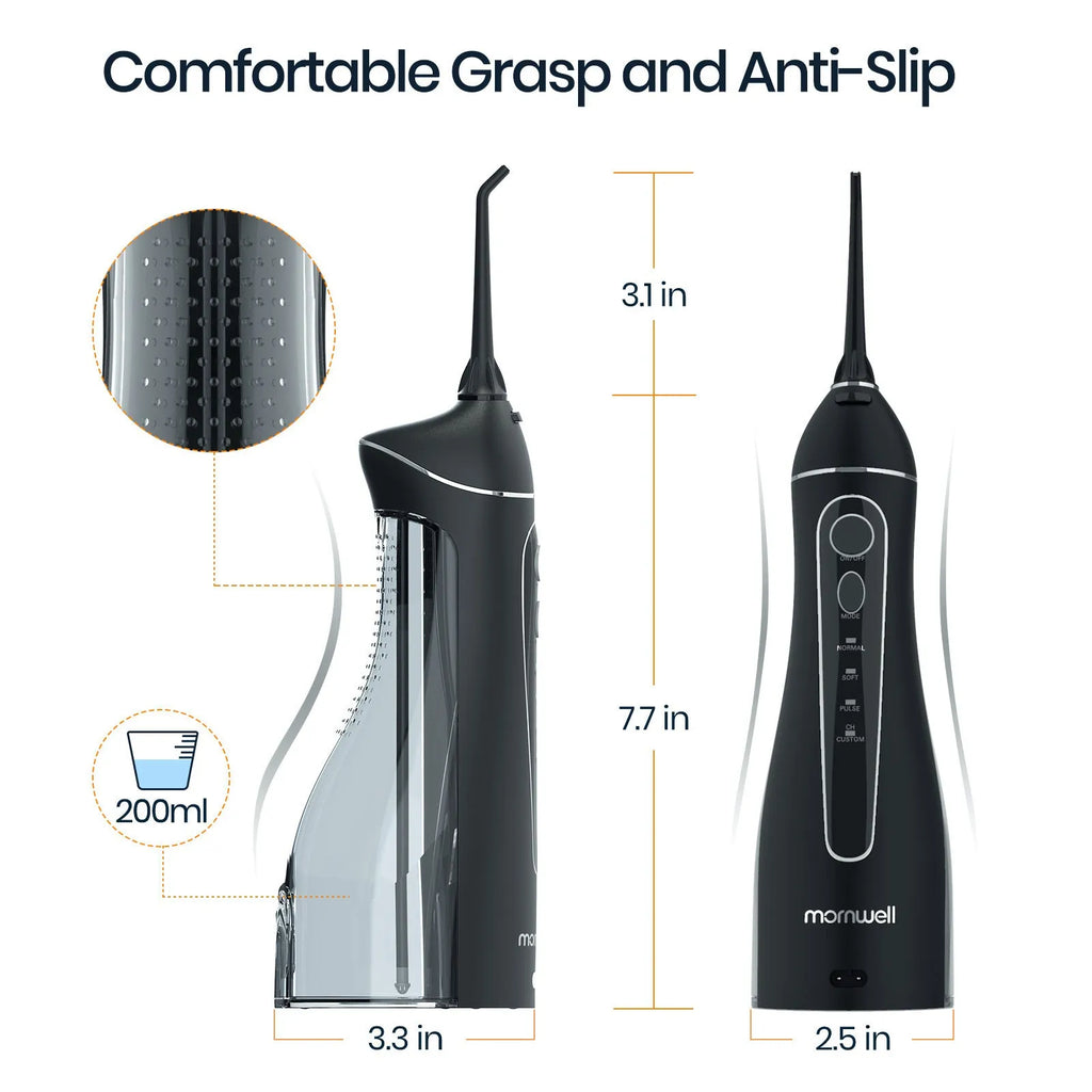 Black prooral portable oral irrigator electric water pick for adult home dental care with smart water toothpick function