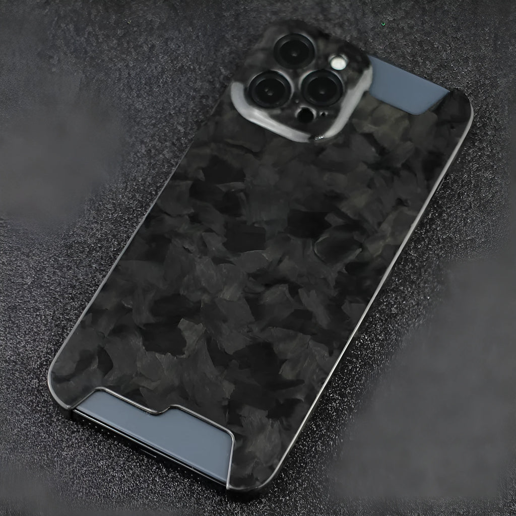 Black carbon fibre forged pattern phone shell for iPhone 12 Pro and 12 Pro Max, back cover type