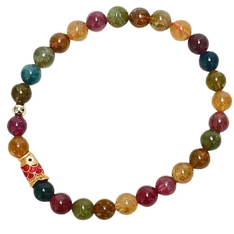Geometric women's alloy bracelet with electroplated finish in crystal-inspired colours