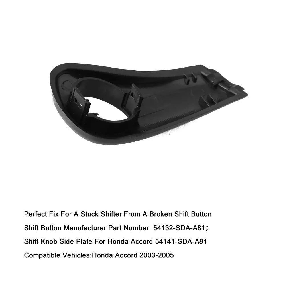 Black plastic shift button handle replacement kit for Honda Accord 2003-2005 models.