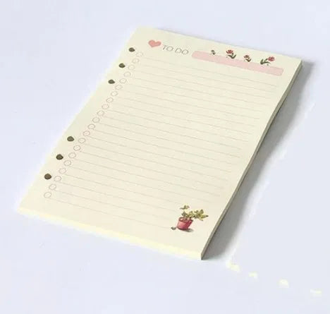 45 sheets of coloured A5 A6 binder filler paper with multiple ruling styles for planners and diaries