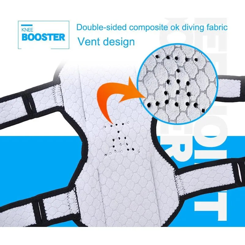 Adjustable knee brace with patella booster spring system for mountaineering and sports support