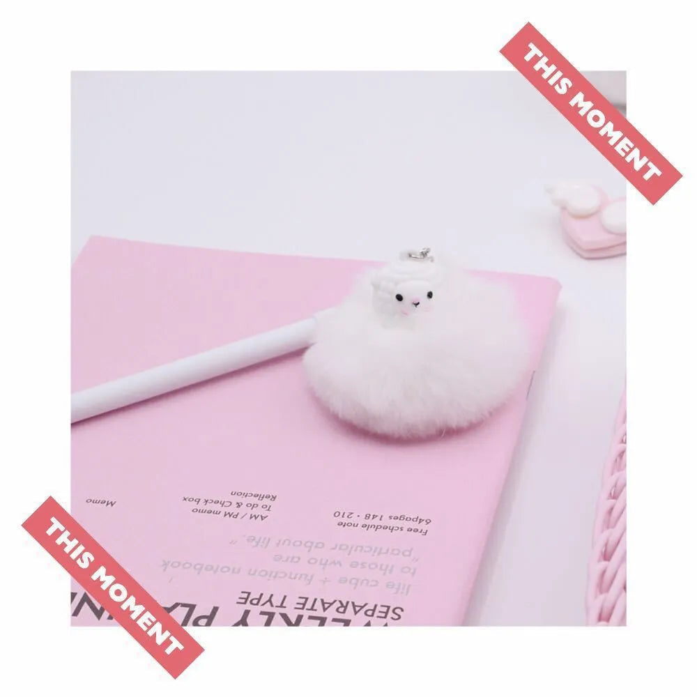 Alpaca hair ball pendant neutral pen with 0.5mm tip, 17cm plastic ballpoint pen