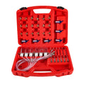 Brass and plastic fuel injection flow meter diagnostic tool for automotive fuel system testing