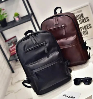 PU men's shoulder bag with soft surface, double straps, and soft handle in square vertical shape