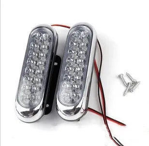 Car anti fog LED daytime running light set with two white 16-LED lamp boards, DC12V 6W, 15cm x 3.5cm x 3.5cm, iron brackets and screws