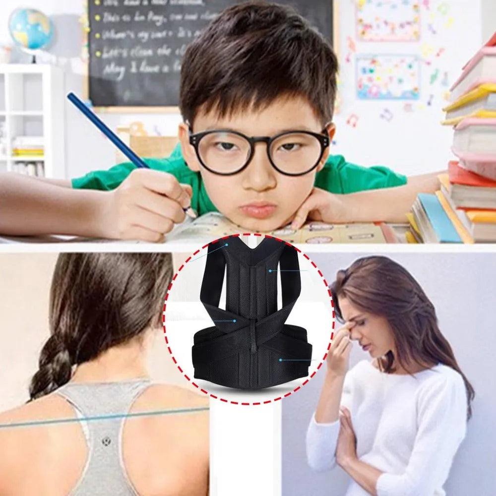 Black spine bending posture corrector with nano-carbon titanium keel and breathable mesh, sizes S to 4XL