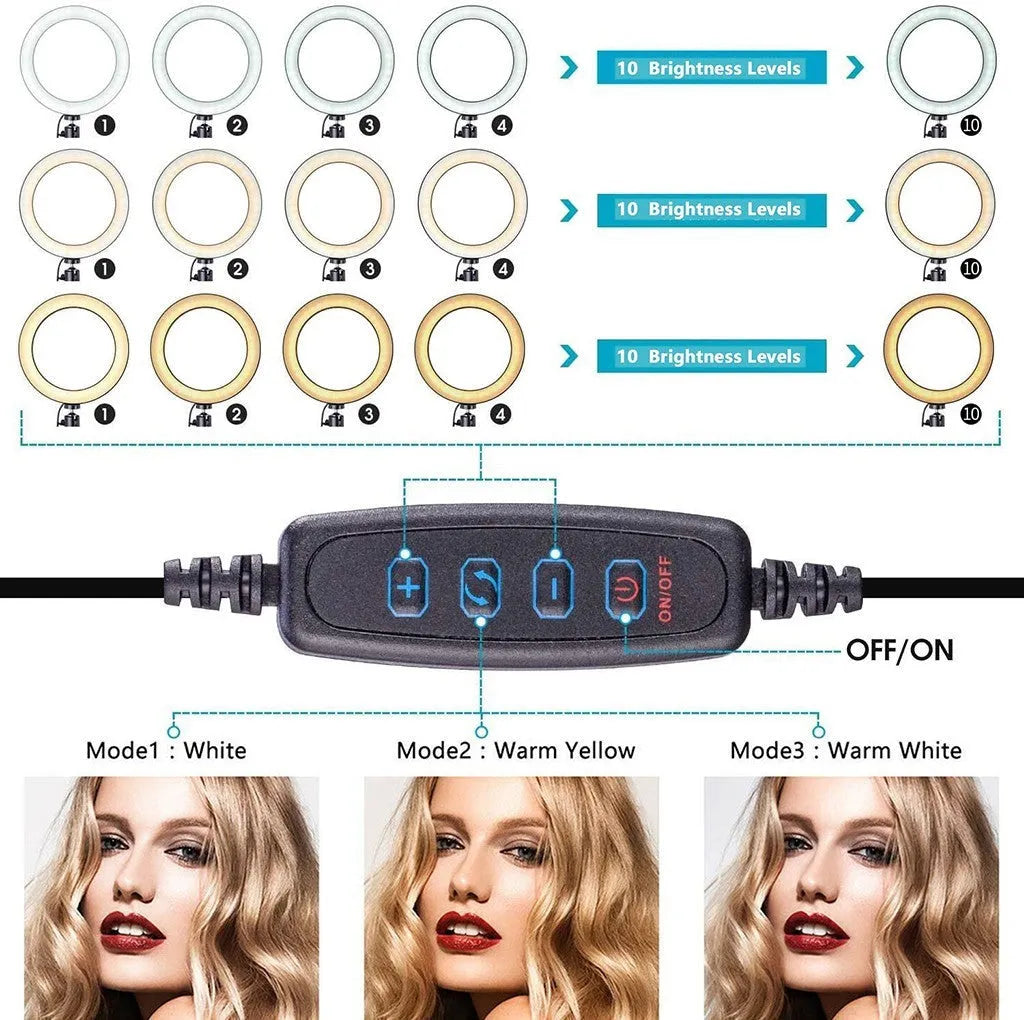10-inch two-section telescopic ring macro flash live fill light for mobile phones, 2000 guide number, 5000K, 30x26x4cm
