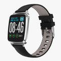 M8 smart fitness bracelet in black on a wrist, showing heart rate data on its full-touch screen.