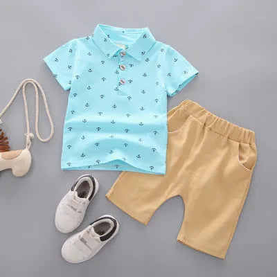 Anchor print cotton children's playsuit in multiple colours for toddlers aged 1-3 years