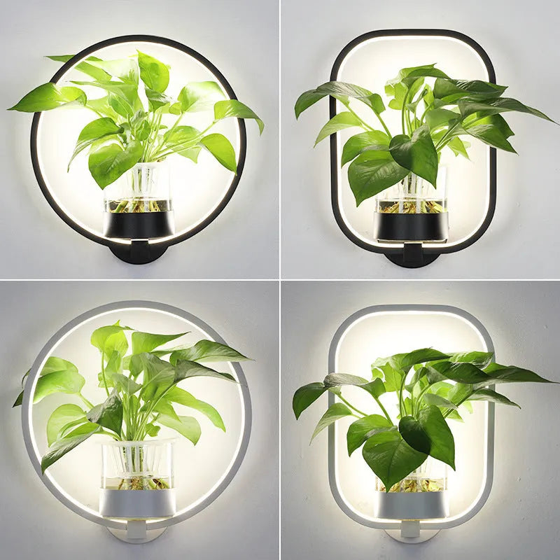 30cm LED wall lamp with iron body, sandblasted finish, black or white, round or square, 18W, for living room bedroom