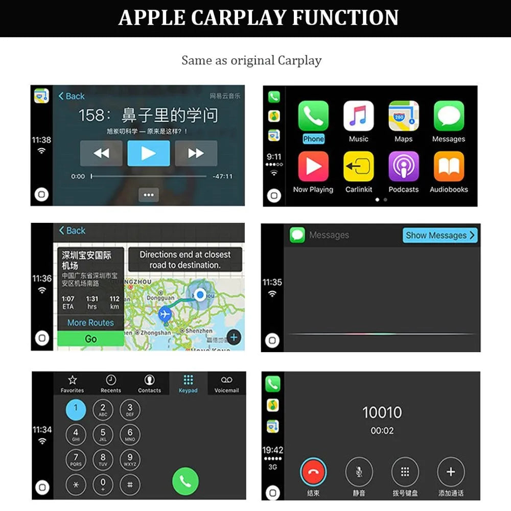 Black wireless CarPlay USB dongle for Android car stereos with Bluetooth connectivity