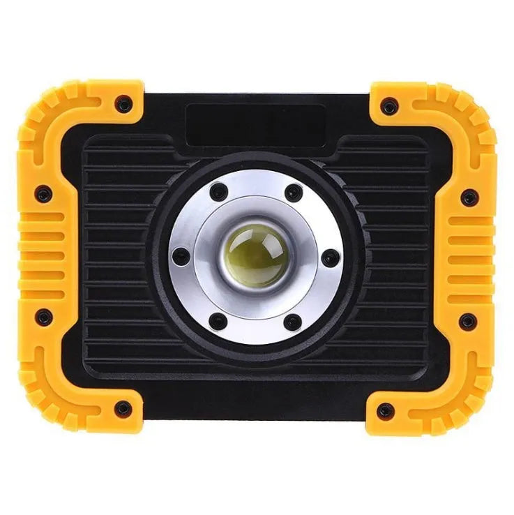 Rechargeable LED camping lantern with 750 lumens COB light, 3600mAh battery, USB output, and 180° rotatable support in rectangle style