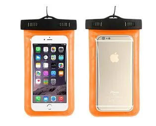 Aqua-One waterproof phone pouch in multiple colours showing clear touchscreen window and sealed closure.