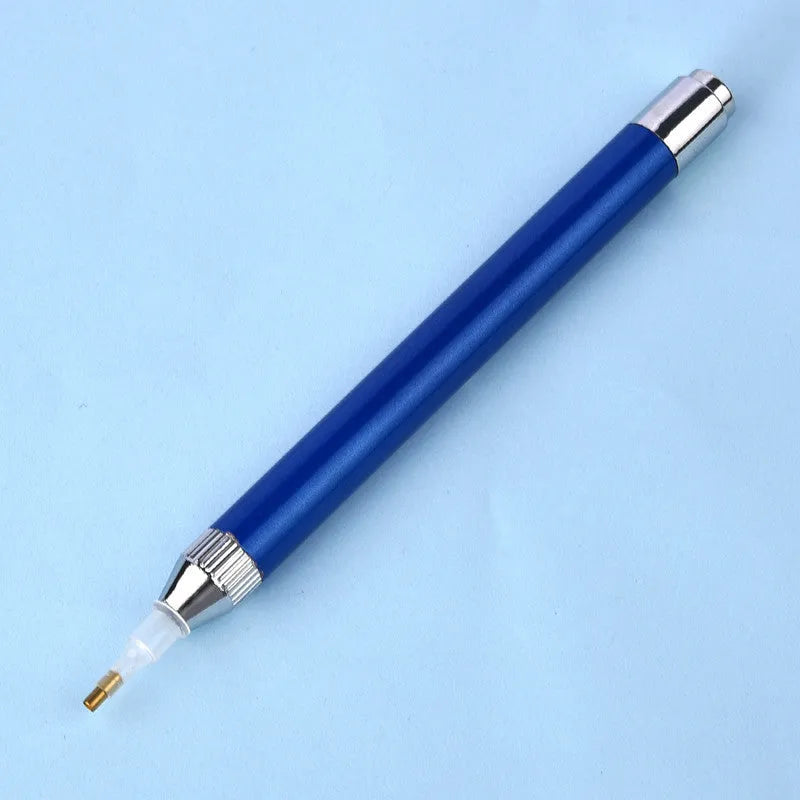 Luminous aluminium alloy drill pen for diamond painting in blue, gold or red colours