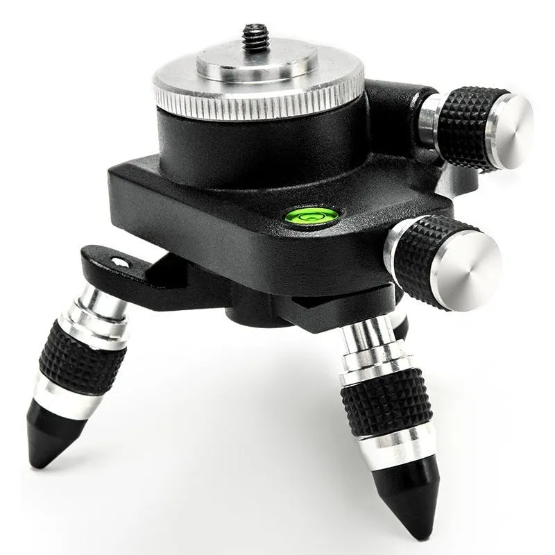 Black aluminium alloy spirit level base accessory with 360-degree rotation mechanism