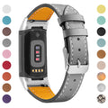 Genuine leather replacement watch strap for Fitbit Charge 5 and Charge 6 smartwatches.