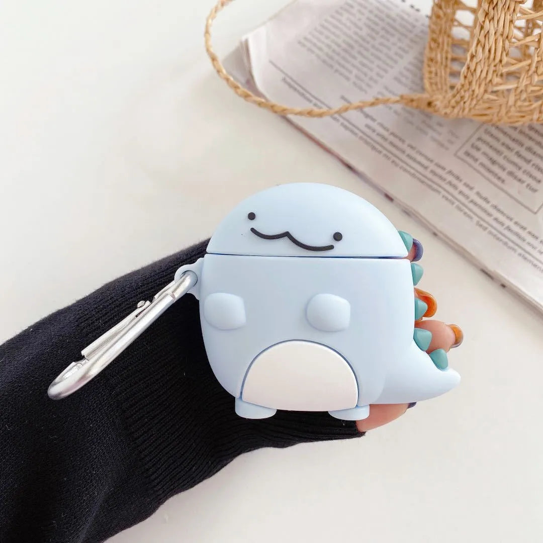 Blue silicone AirPods case with dragon design for Apple AirPods 1, 2, or 3 models