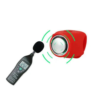 Bicycle electronic bell with silicone mount, 120dB, 6 sound modes, IPX4 waterproof, in violet colour on handlebar