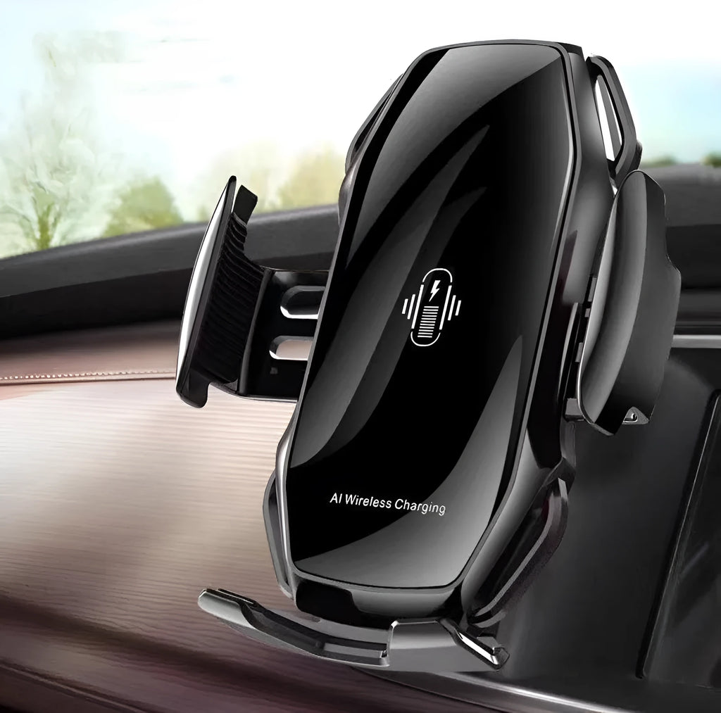 Navigation mobile phone car holder with USB charging port in metallic finishes