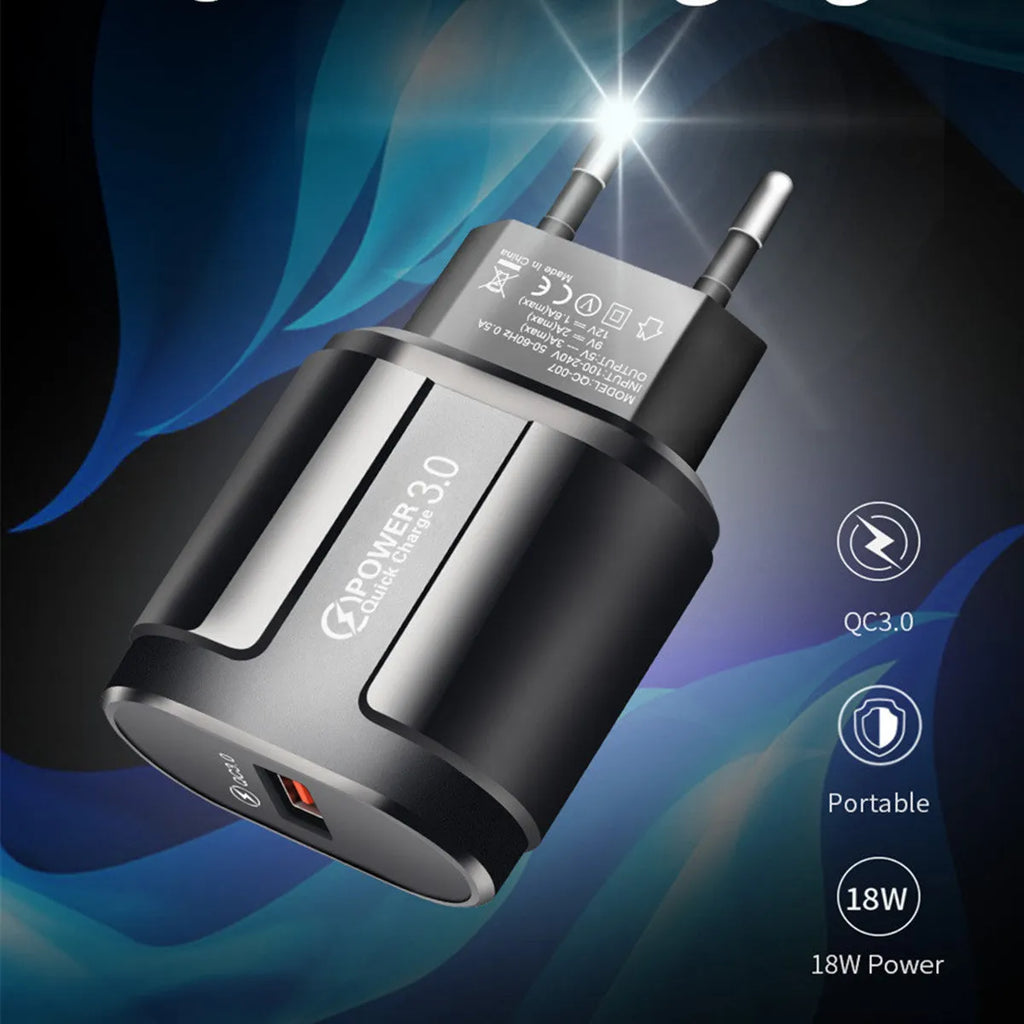 Compact white mobile phone smart charger with UK plug, showing dimensions 20mm by 40mm by 65mm