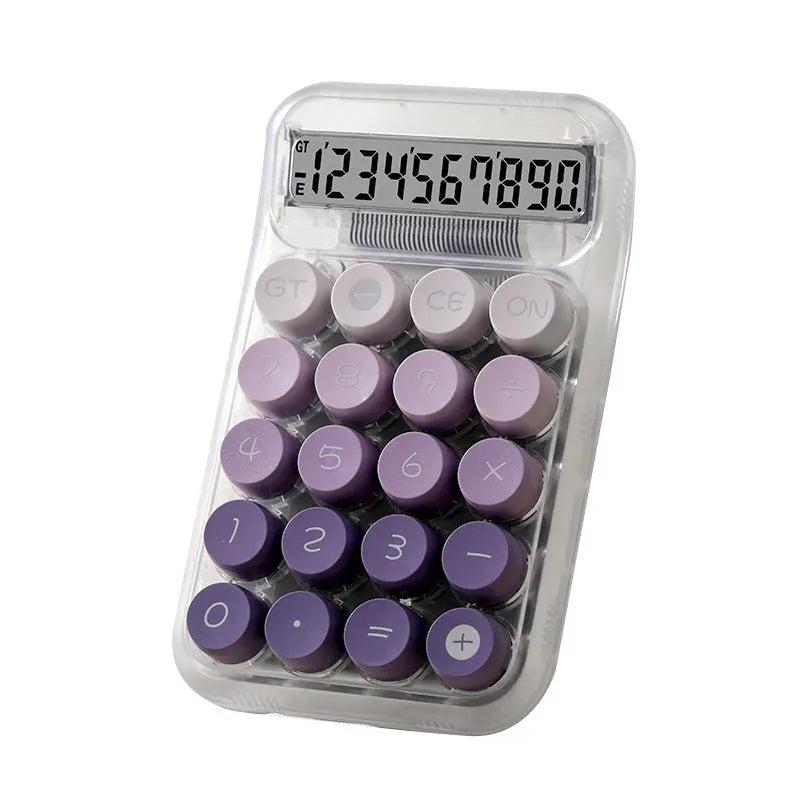 Gradient colour mechanical calculator in blue, green, pink, or purple options