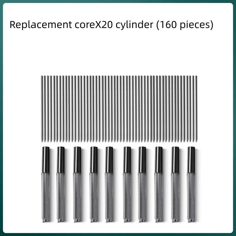 Cartoon-style plastic mechanical pencil for children with 2.0 mm thick lead, shown with spare lead cylinders.
