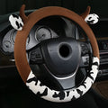 38cm plush automotive steering wheel cover in black or coffee colour