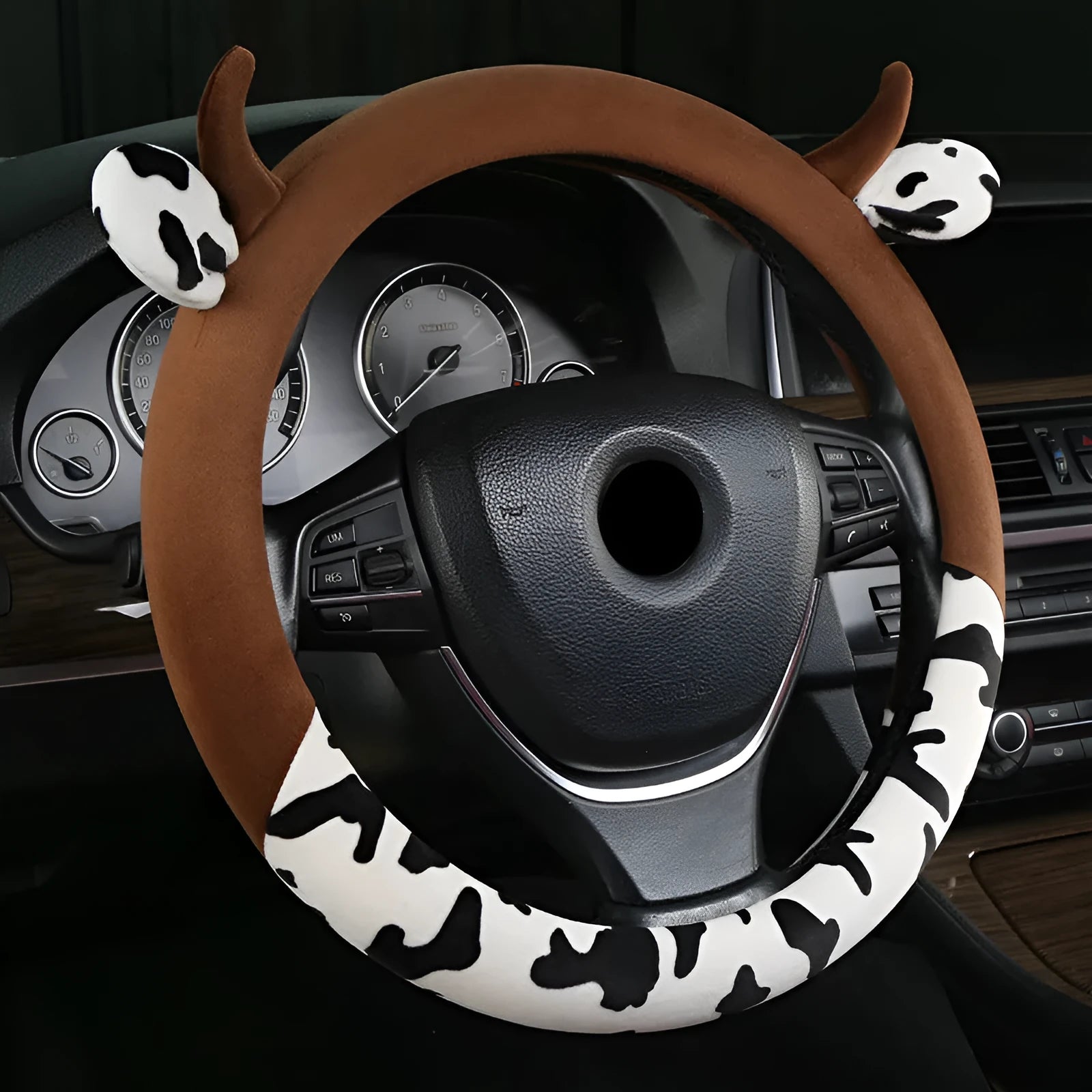 38cm plush automotive steering wheel cover in black or coffee colour