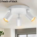Three-head adjustable ceiling spotlight in white aluminium, angled heads for TV background wall lighting