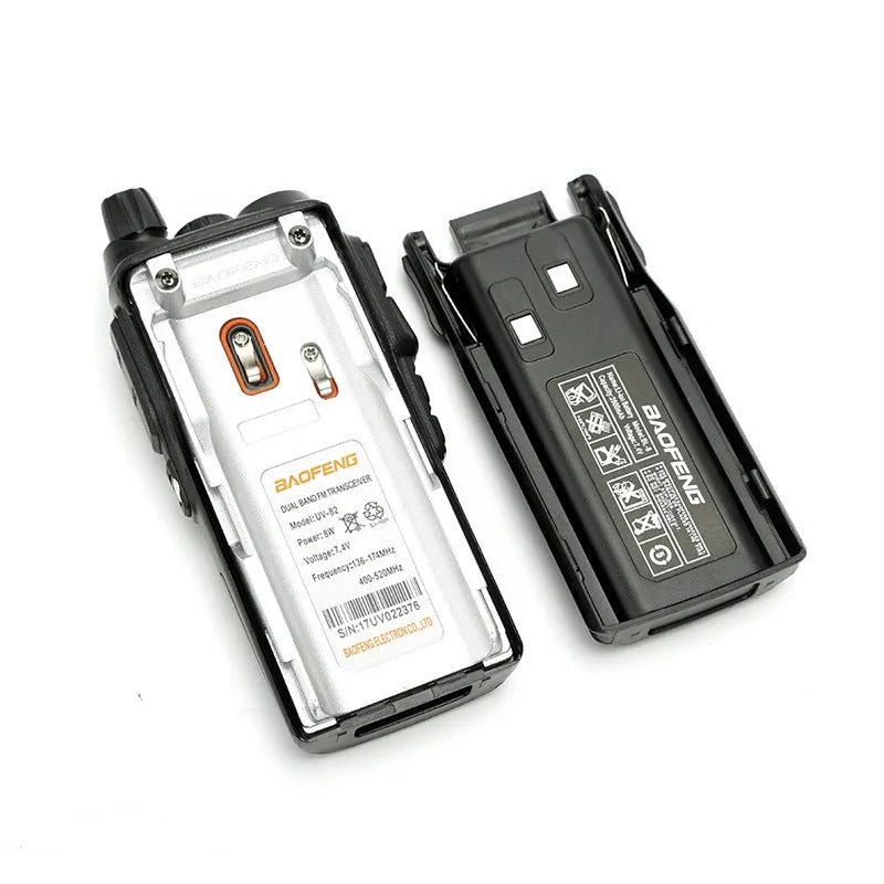 BF-UV82 8W walkie talkie black with antenna and back clip