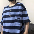 Striped short sleeve t-shirt in blue and yellow colours