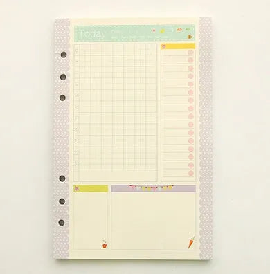 45 sheets of coloured A5 A6 binder filler paper with multiple ruling styles for planners and diaries
