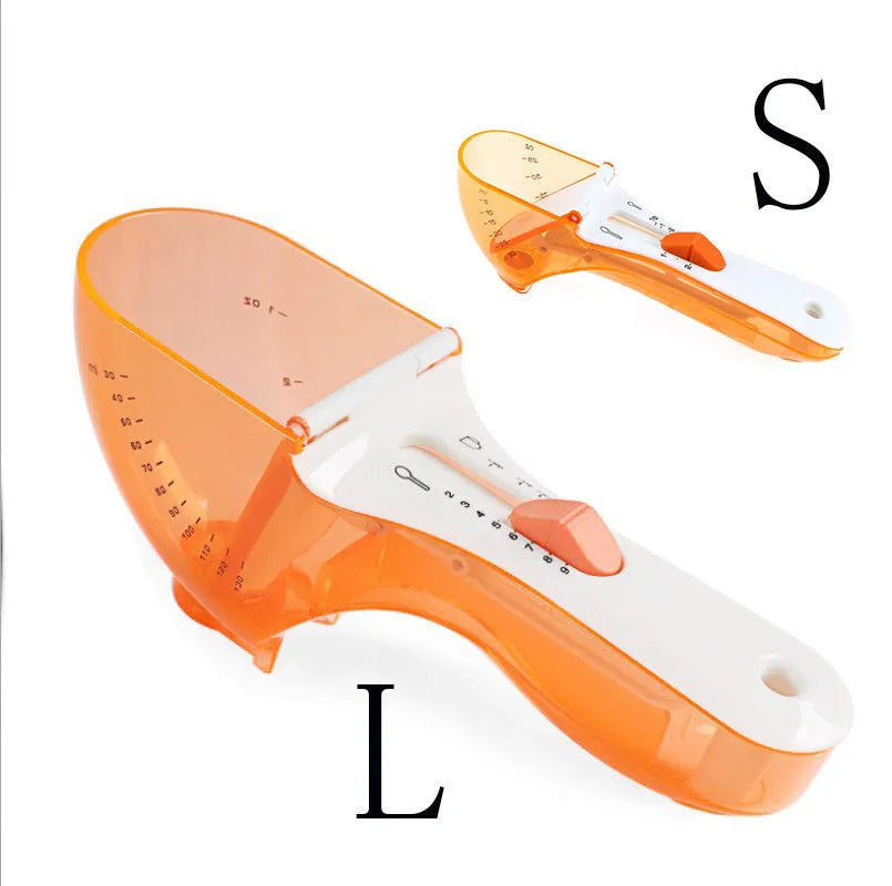 Blue and orange digital measuring spoons with magnetic connection and ergonomic handles
