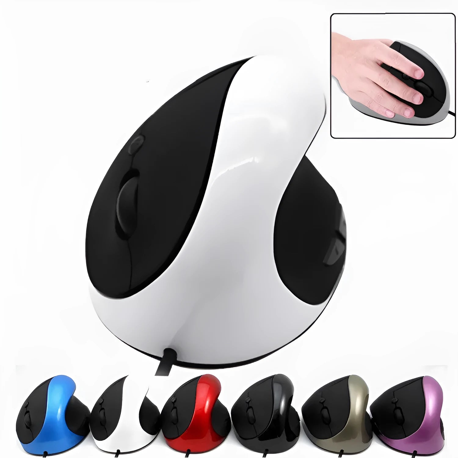Vertical ergonomic wired mouse in multiple colours with six buttons and adjustable DPI