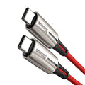 Purple and red 1 metre long USB Type-C to Type-C data and fast charging cable.