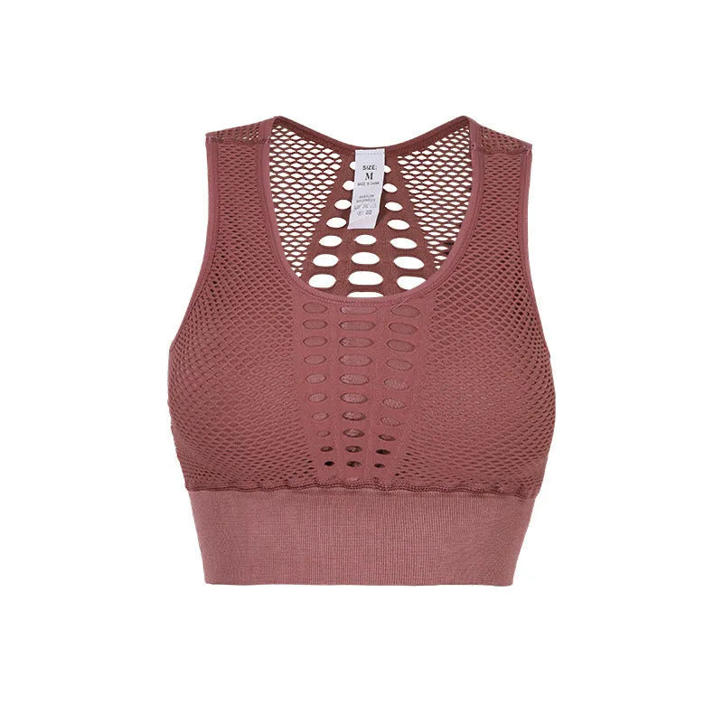 Women’s quick-dry polyester sports bra for running yoga, plain design, black blue pink white, S M L.