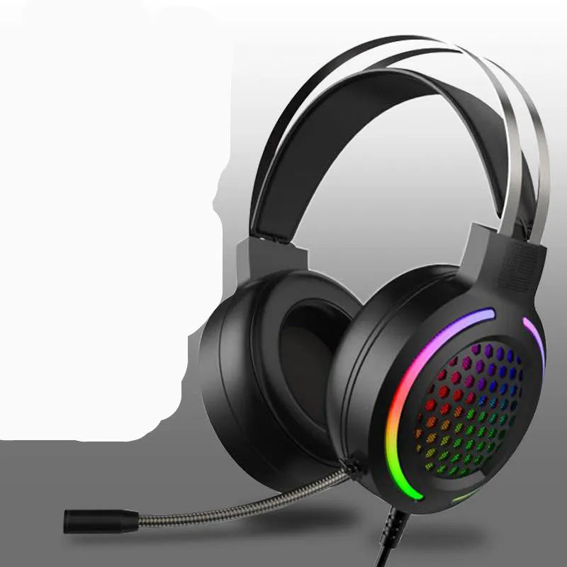 H500 Holloway RGB gaming headset in black with colourful lighting on ear cups.