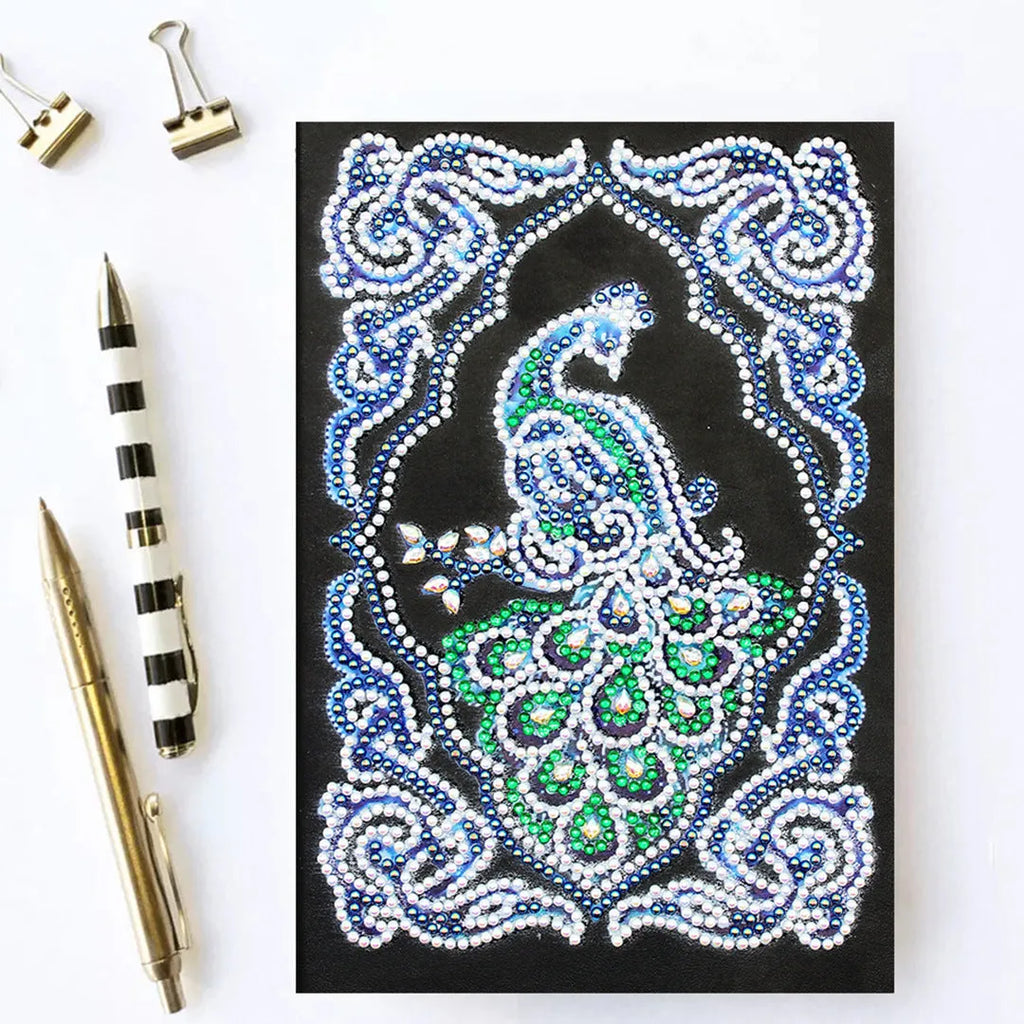 Black A5 diamond painting notebook, 142 x 207 x 8 mm, with shaped drill and bright drill cover