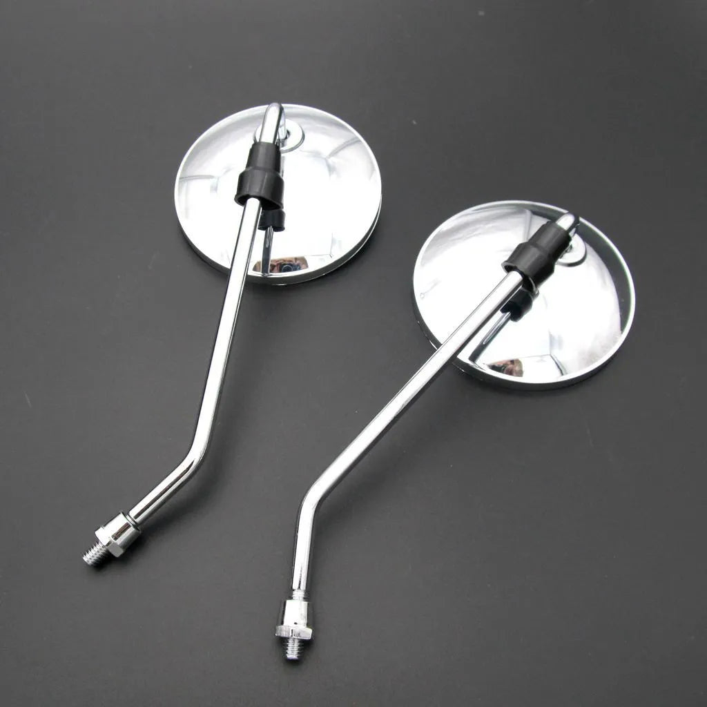 Motorcycle round mirror with full metal electroplated reflector and chrome spherical surface, 105mm diameter