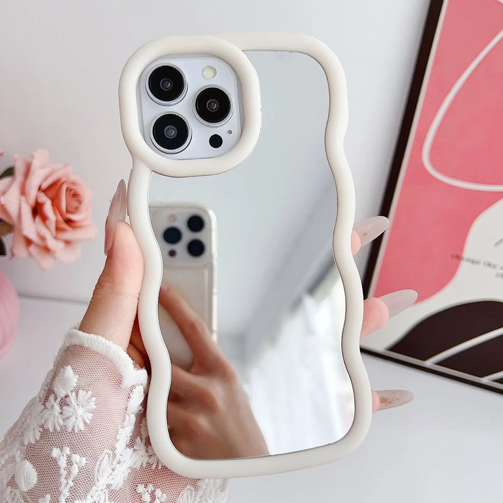 Silicone phone case with niche cloud wave pattern in mirror stereo finish for iPhone