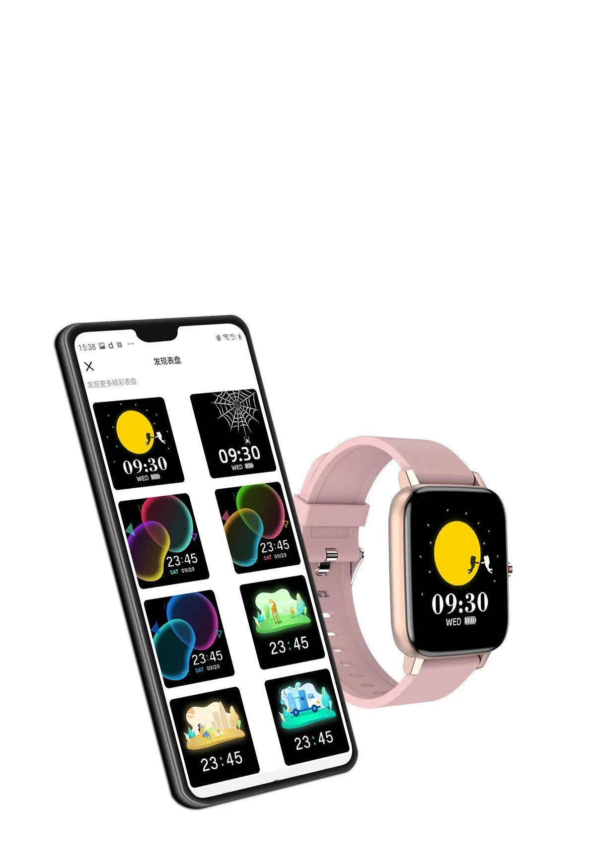 H80 black smart watch with spherical glass screen showing heart rate graph on wrist