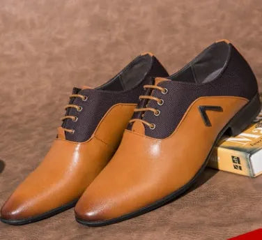 Men's Oxford shoes in artificial PU leather with rubber soles in black, brown, and yellow colours
