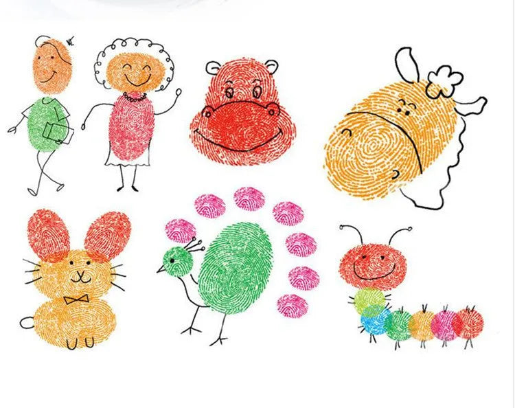 16cm finger print mud kit with non-toxic washable pigment and plastic cover for kindergarten creative activities