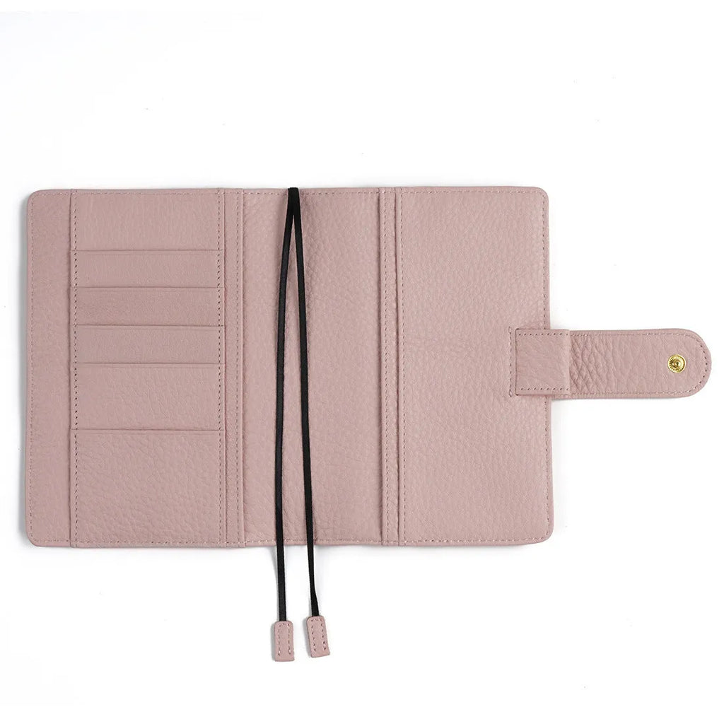 A6 leather notebook with lychee pattern cowhide cover in loose-leaf diary format