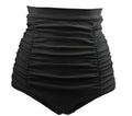 High waist bikini bottom in black with adjustable side straps and Brazilian thong cut
