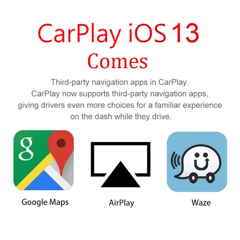Black wireless CarPlay USB dongle for Android car stereos with Bluetooth connectivity