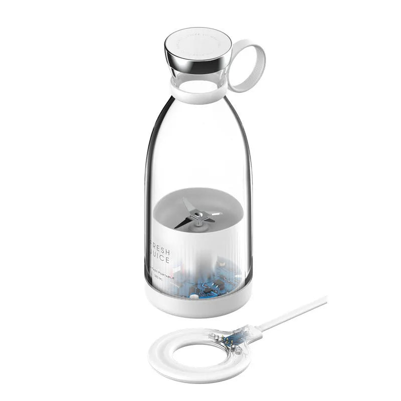 USB magnetic charging mini juicing cup 350ml plastic portable travel juice maker with dual blades